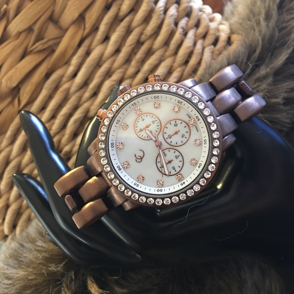 Ladies matte brown stainless steel band watch